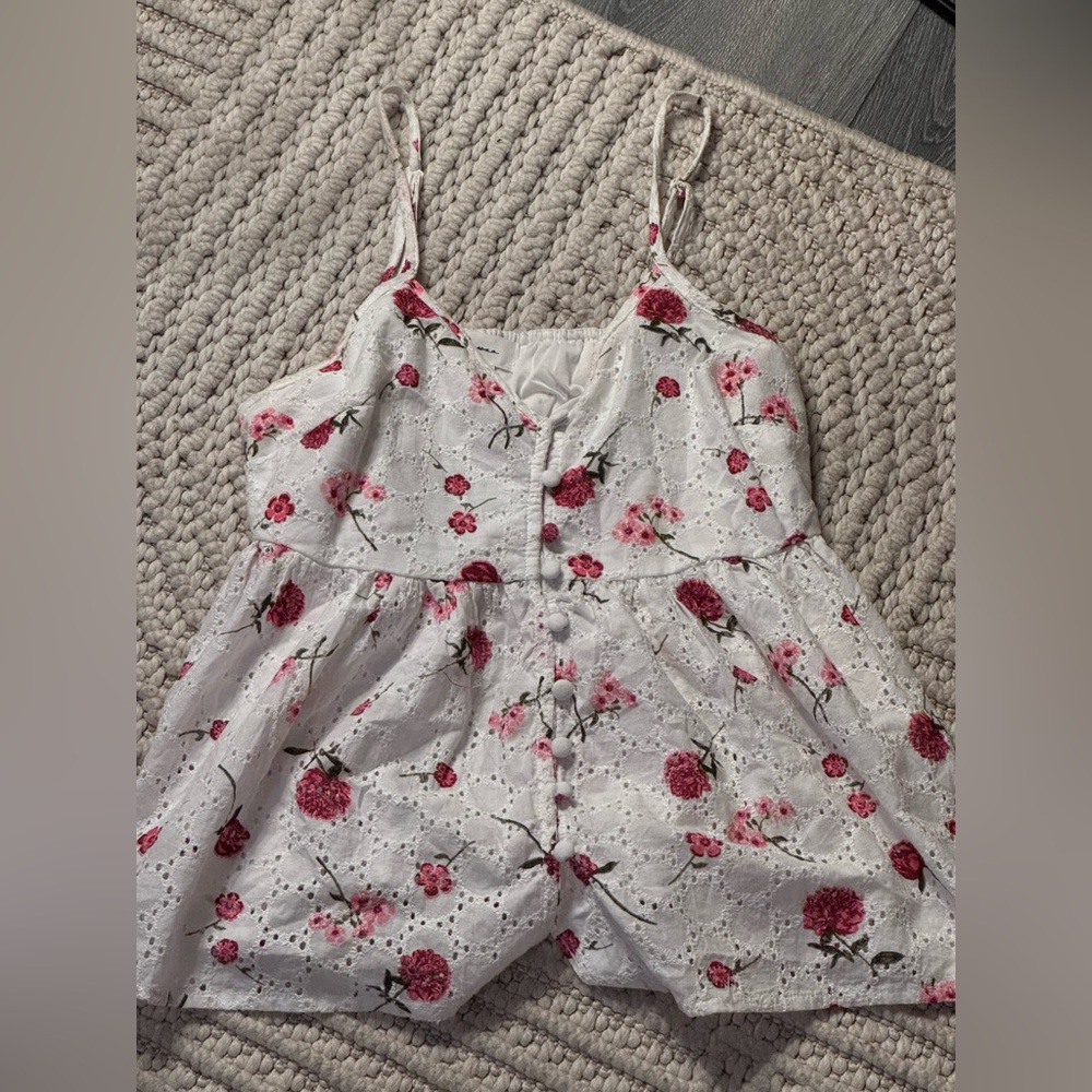 Floral White and Pink Women's Top